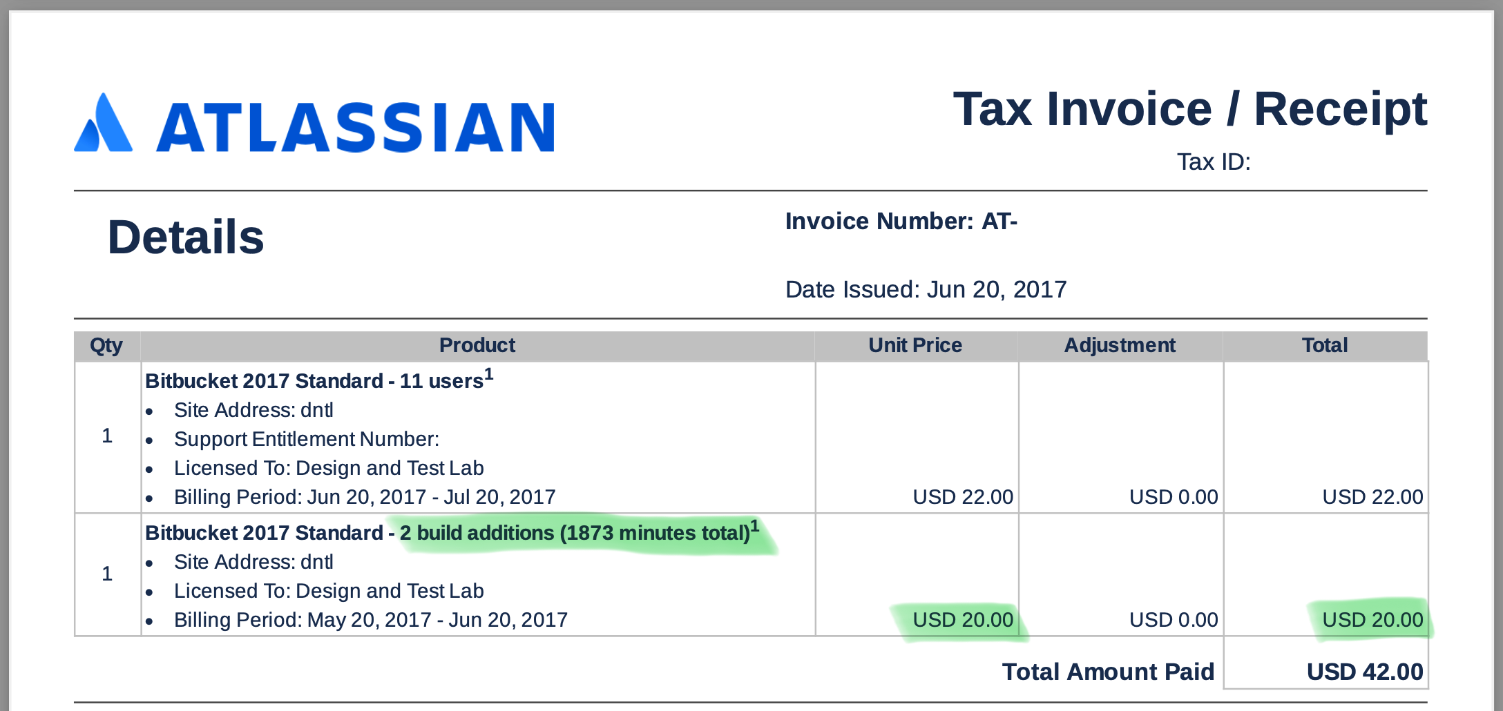 Atlassian Bitbucket Pipelines monthly bill